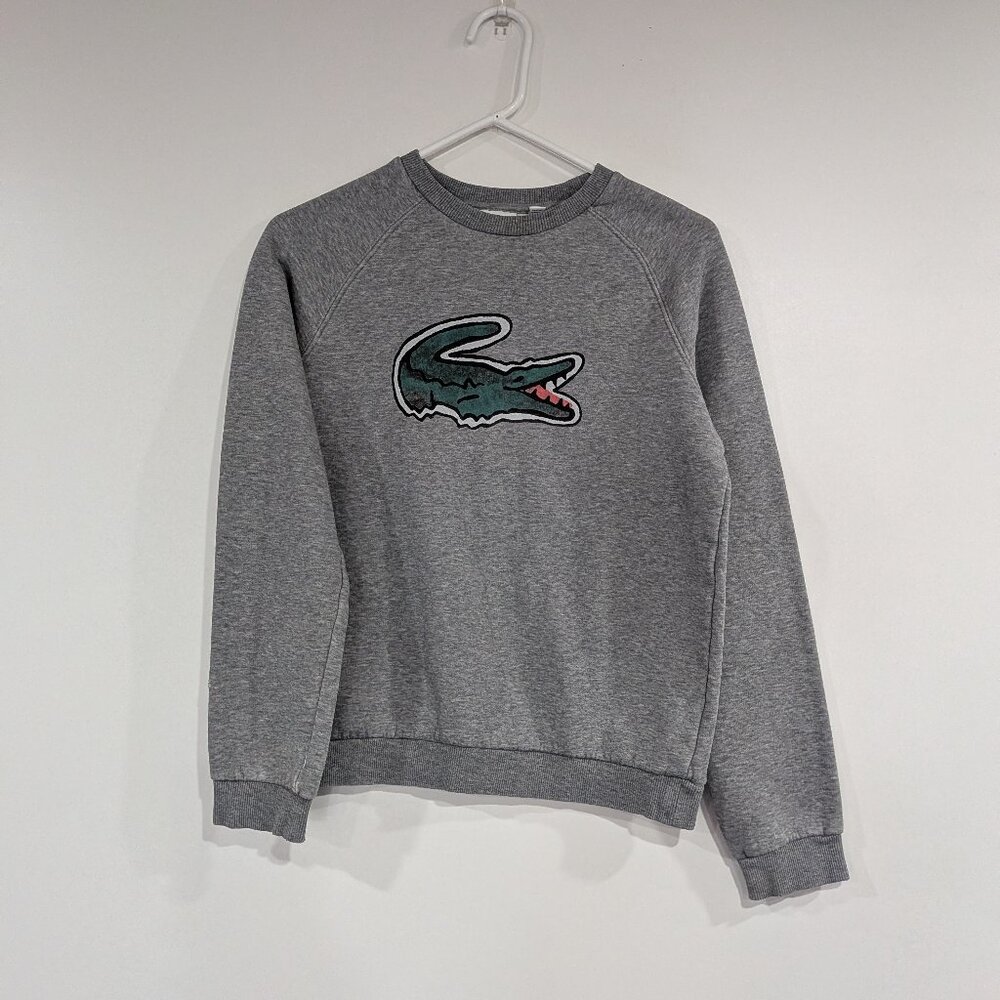 Lacoste Logo Crew Sweatshirt Heather Grey Size 14